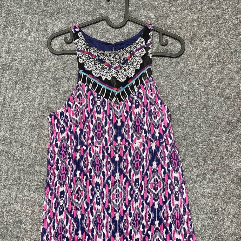 Express Womens Shift Dress Multicolor Lined Maxi Sleeveless Boho Mixed Print S - Picture 4 of 10